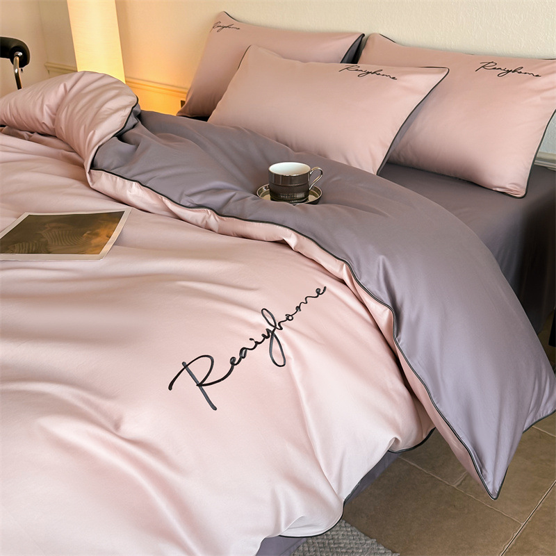 Picture of Advanced Sense 60 Light Luxury Long-staple Cotton Cotton Bed Four-piece Cotton Embroidered Quilt Cover 100 Cotton Bed Sheet Mattress 3