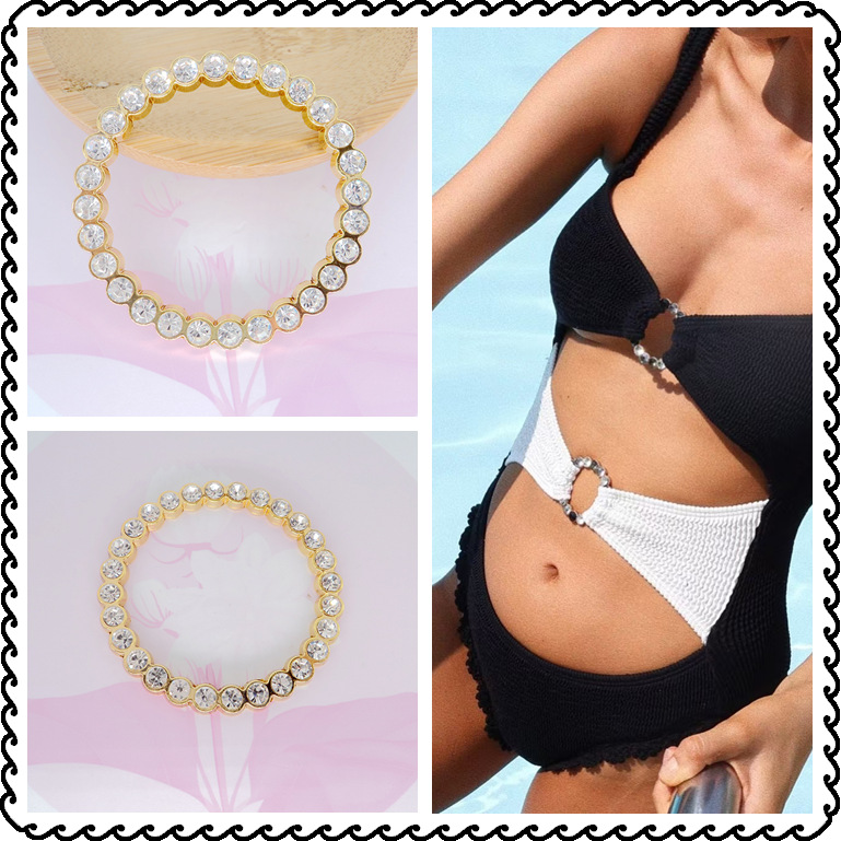 Shoes, clothing, luggage, decoration, diamond ring, accessories, swimsuit, chest metal inlaid rhinestone flat circle link