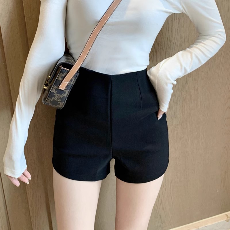 Black Shorts for Women Summer 2024 Suit Elastic Outer Wear Tight Hip Sexy Bottoming Slimming Look High Waist Hot Pants