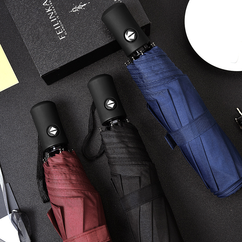 Automatic folding umbrella wholesale custom logo advertising gift umbrella three fold umbrella for men and women sturdy