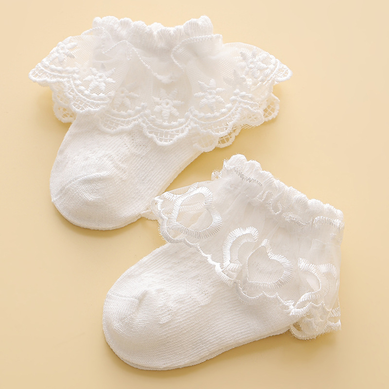 Picture of 23 Years Girls Socks Summer Thin Children Lace Socks Lace Baby Princess Socks White Dance Socks Latin Dance