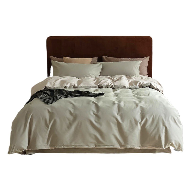 Light Luxury and High-End 100-Count Pure Cotton Brushed Four-Piece Set Autumn and Winter Cotton Quilt Cover Bed Bed Sheets Long-Staple Cotton Nantong Home Textiles
