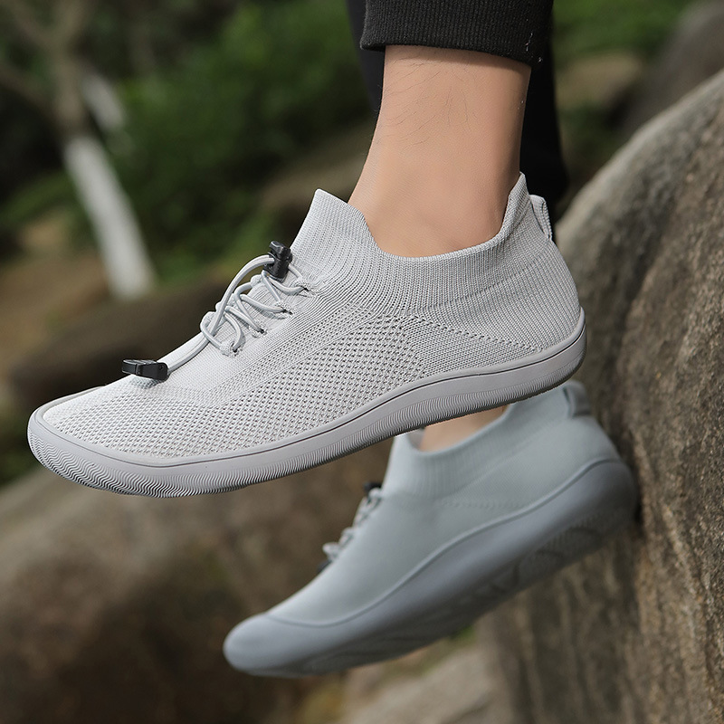 Cross-border 2024 outdoor hiking shoes men's mid-help fly woven wide-toe shoes sleeve socks shoes breathable non-slip camp shoes women's