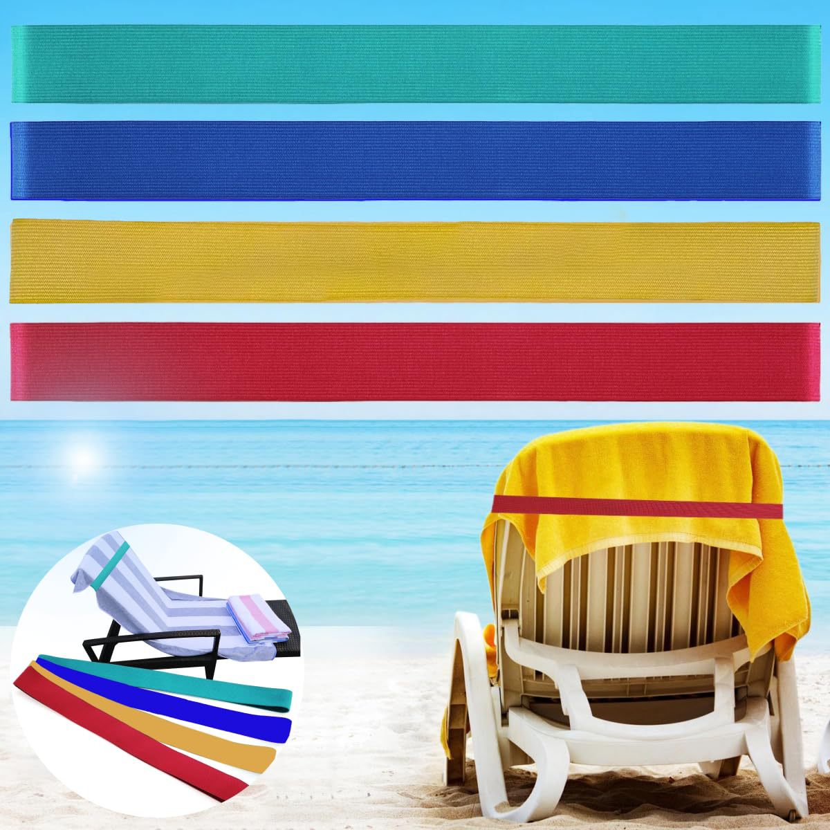 Beach Towel with Beach Chair Cruise Wheel Accessories Towel Chair Holder Towel Rack Towel Holder Swimming Pool Chair Elastic Windproof Belt