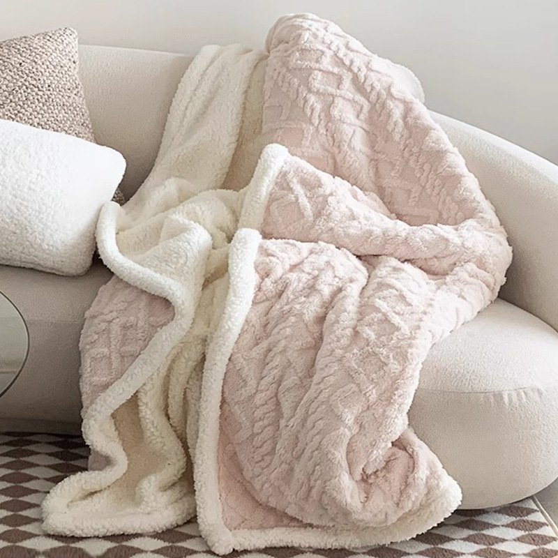 Winter Tafel Blanket Thickened Lamb Coral Fleece Blanket Office Nap Blanket Sofa Blanket for Bed