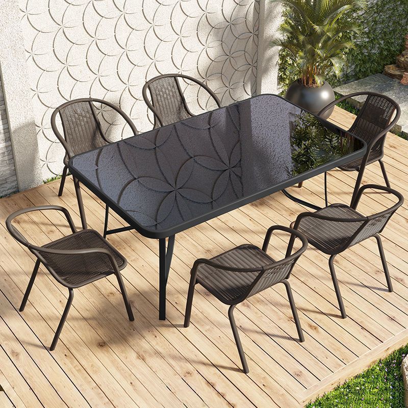 Outdoor Balcony Leisure Table and Chair Combination Courtyard Simple Outdoor Iron Open-air Chair Terrace Dining Table Garden Dining Table and Chairs