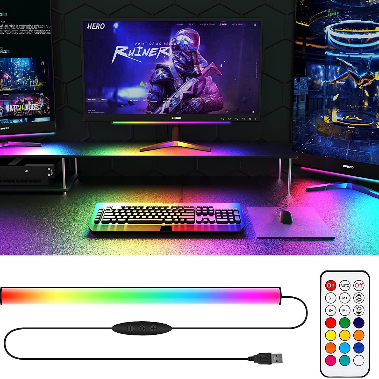 Cross-Border Rgb Symphony Pickup Light Keyboard Ambient Light Screen Backlight Night Light Room Decoration Keyboard Bluetooth Lighting