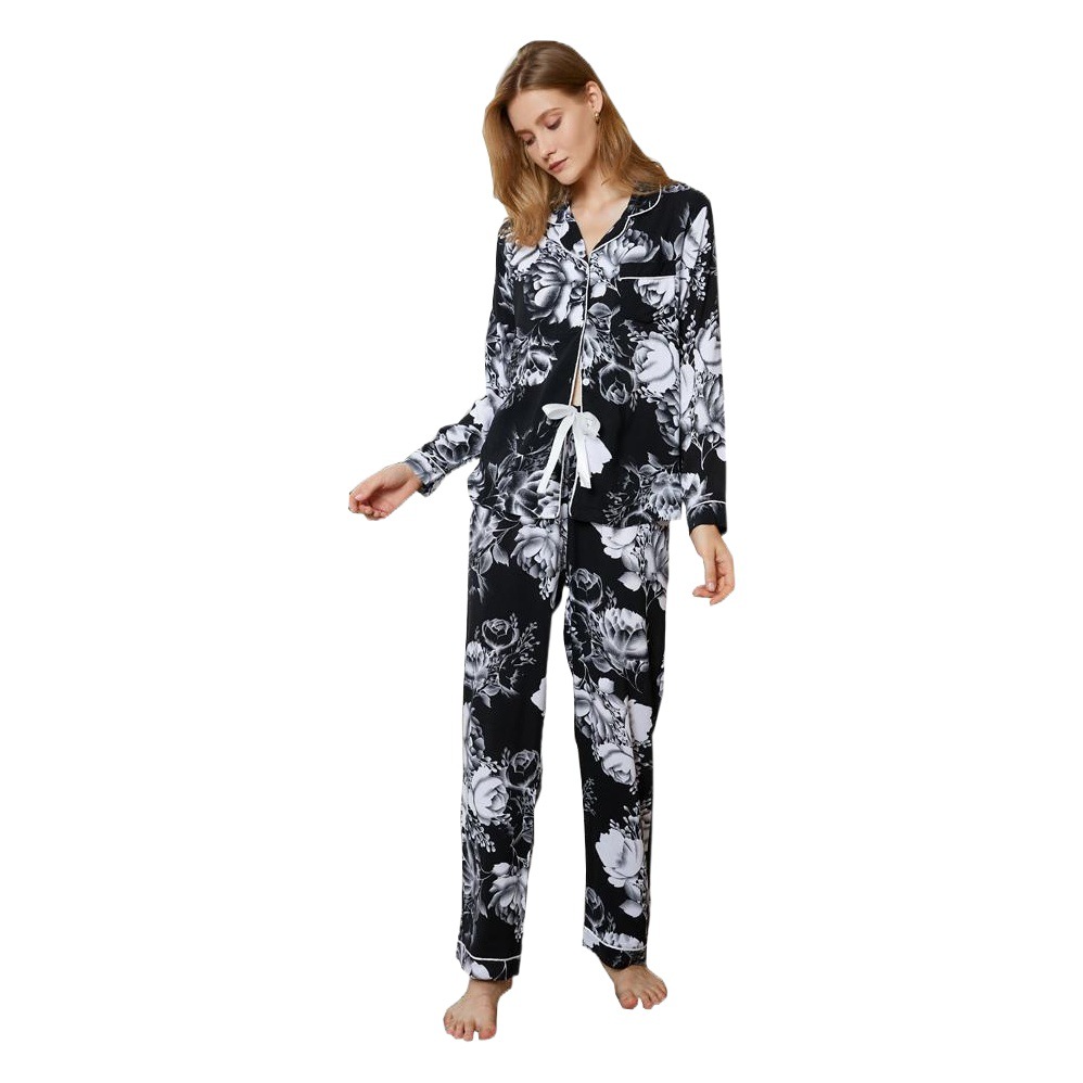 Amazon Cross-border European and American Pajamas Women's Autumn and Winter Long-sleeved Pants Home Suit Can be Wearable for Independent Station ebay