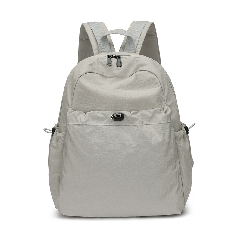 Picture of Japanese Style Pure Color Pleated Nylon Backpack Women's Large Capacity Lightweight Casual Travel Female College Student High-End Backpack