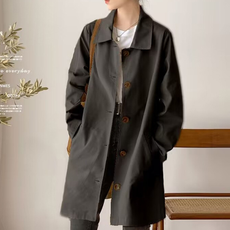 Picture of Trench coat Women's Mid-length simple early spring and autumn top women's Korean-style loose student solid color all-matching coat trendy ins fashion