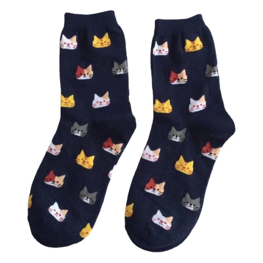 Women's mid-tube socks Japanese cat Socks women's fashionable cotton socks wholesale Women's cartoon animation cotton socks