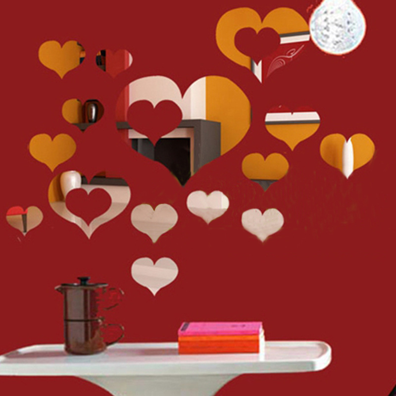 AliExpress Explosions Love Mirror Wall Stickers Living Room Bedroom Background Home Decoration Acrylic Mirror Sticker 361088