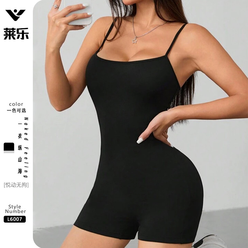European and American Cross-border Suspenders One-piece Body-fit plus size Slim-fit Peach Hip Sports Body-shaping Yoga One-piece Suit