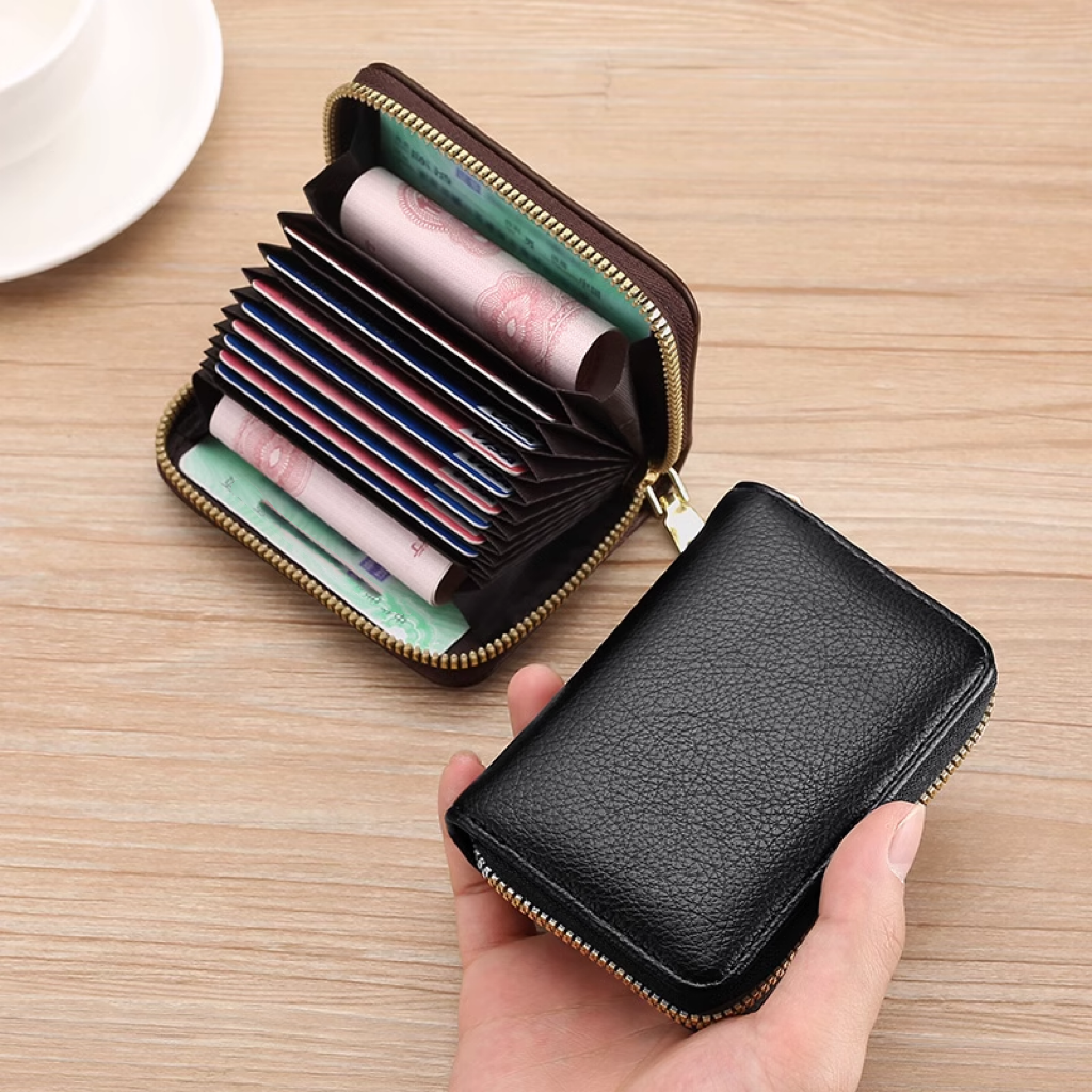 Picture of Anti-degaussing card holder men and women zipper multi-card bank ID card holder large capacity driving license small card holder wallet