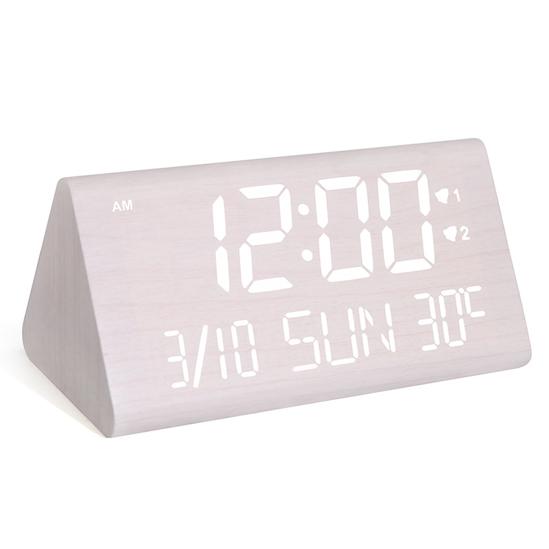 Picture of Multifunctional Perpetual Calendar Pvc Wooden Clock Digital Led Wooden Clock Student Snooze Alarm Clock Digital Desktop Clock