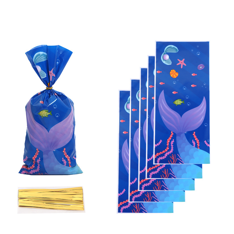 Mermaid tail opp flat pocket jewelry packaging bag baking bread tie Bag candy gift plastic bag wholesale