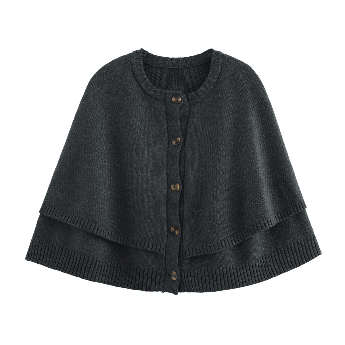 ZA cross-border women's clothing wholesale European and American style new fashion simple versatile crew neck cape design sense knitted coat