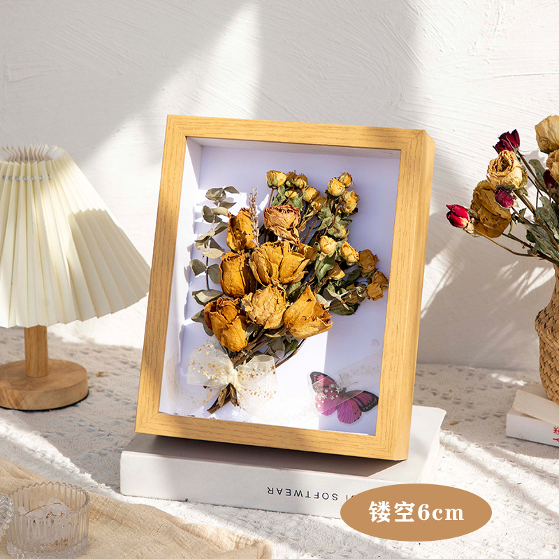 Picture of Factory wholesale dried flower photo frame stereo diy handmade paper towel rose hollow 3CM6CM specimen frame table