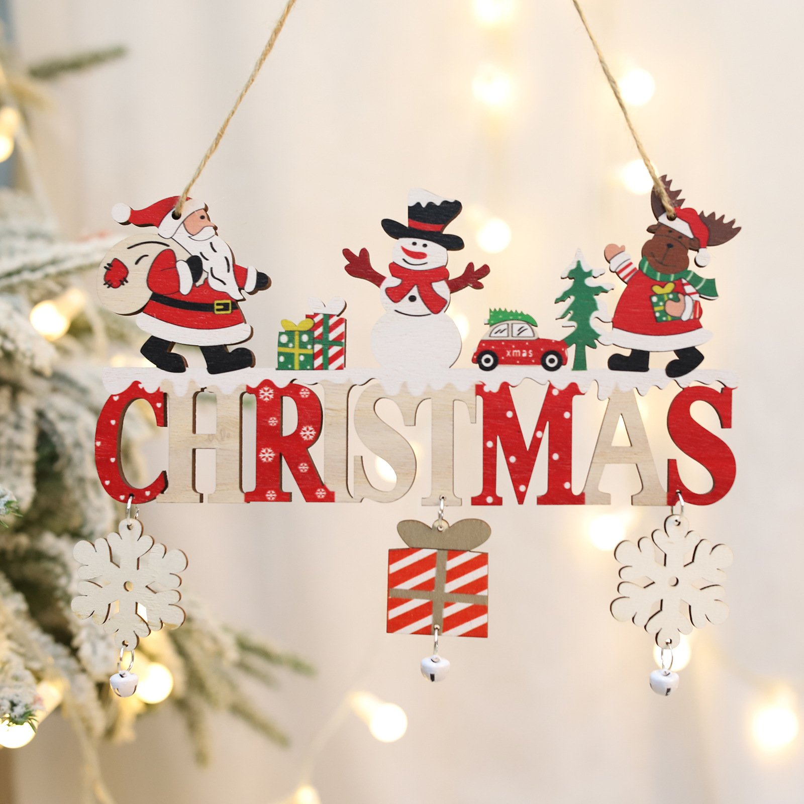 Cross-Border New Christmas Decorations Wooden Christmas Tree Pendants Creative Christmas Pendants Wooden Crafts Door Hangings