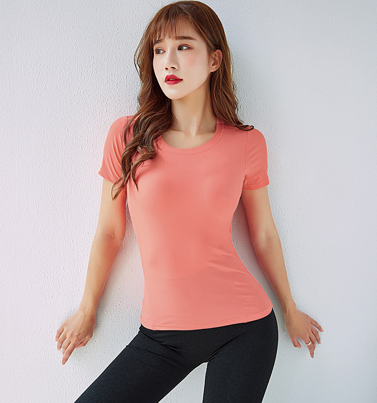 Picture of Spring and Summer New Outdoor Slimming Yoga Tops for Women Long-Sleeved Slim Short Round Neck Quick-Drying Breathable Sports Fitness Clothes