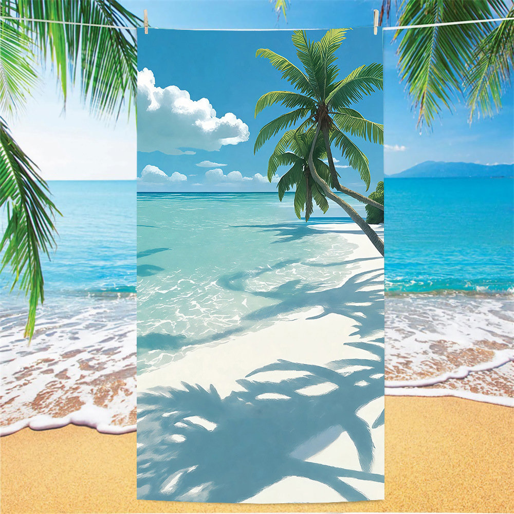 Picture of Cross-border microfiber double-sided velvet beach towel custom LOGO digital printing large bath towel rectangular thick towel