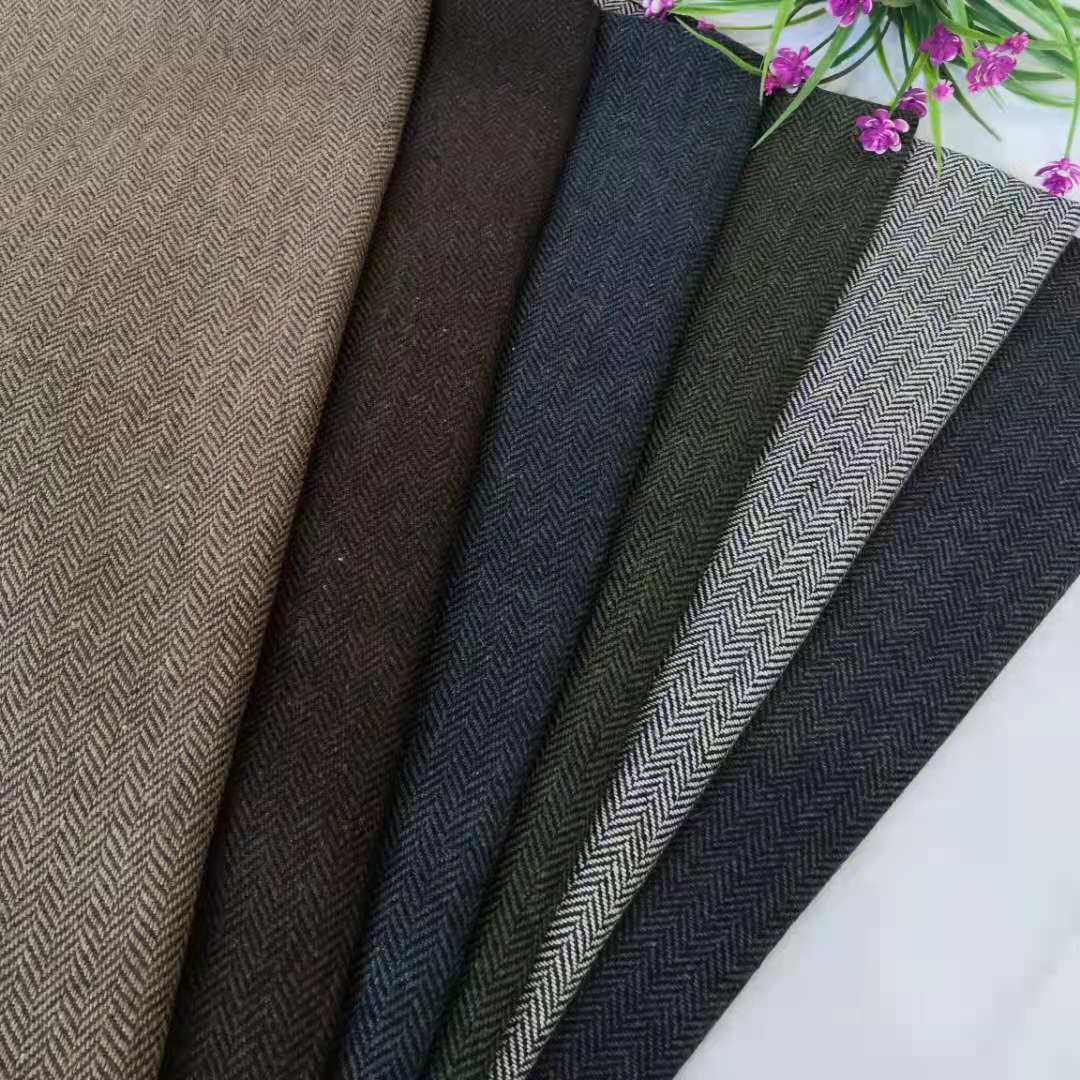 Shaoxing factory spot autumn and winter suit herringbone tweed suit vest shoes hat luggage woolen wool tempered Tweed