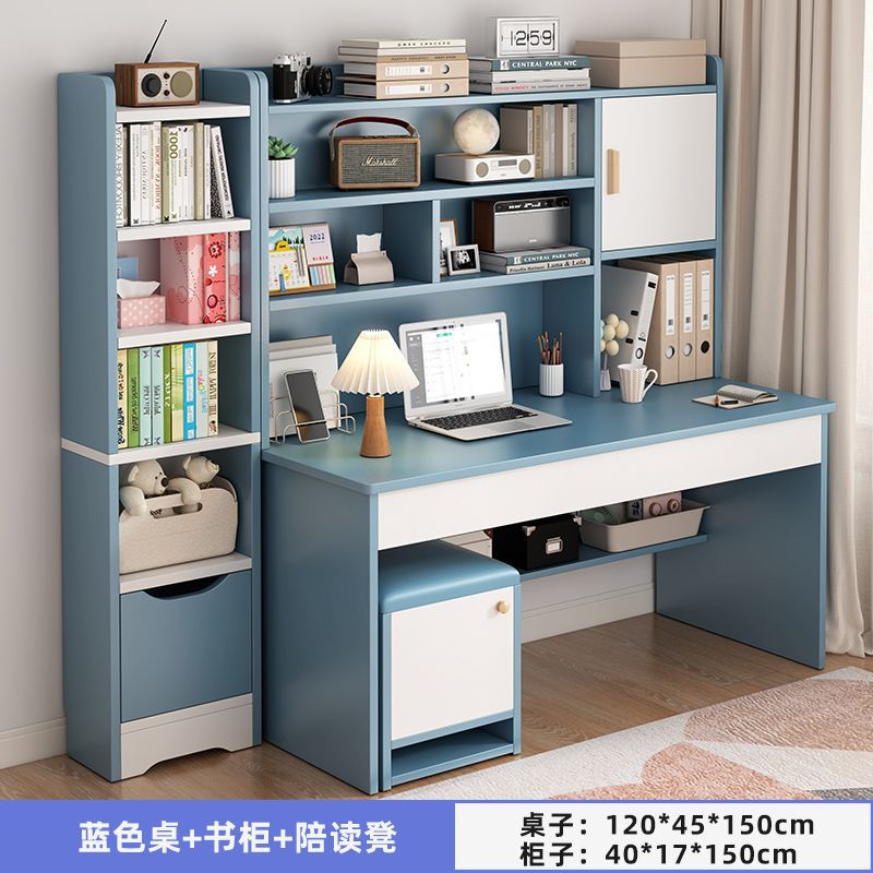 Picture of Student home study desk, children's desk, bookshelf combination table and chair set, simple bedroom, children's writing desk