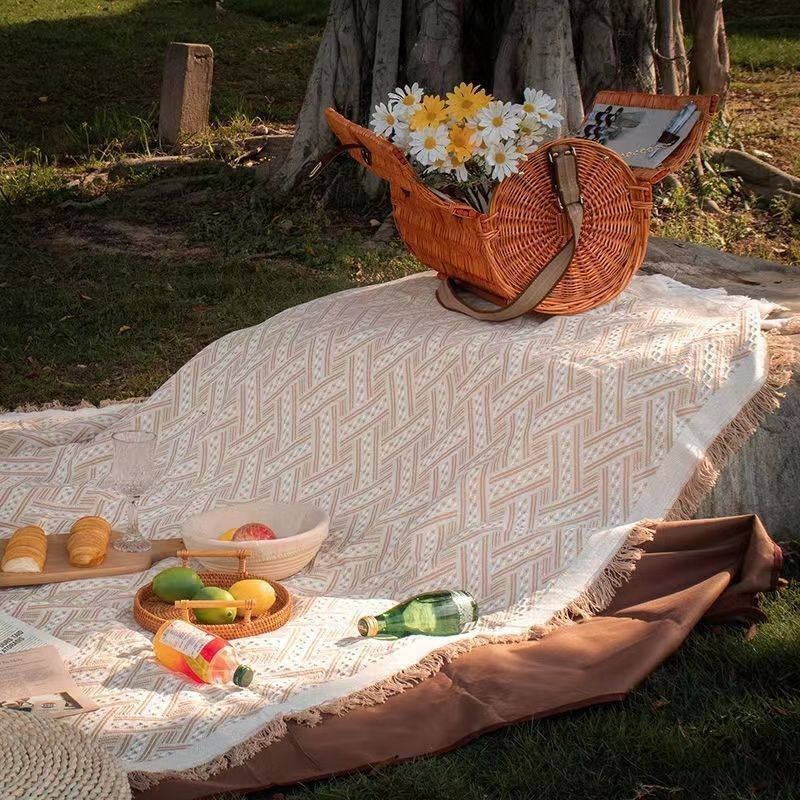 Camping Picnic Mat Ins Picnic Cloth Moisture-Proof Thickened Tent Ground Mat Beach Blanket French Outdoor Supplies Photo