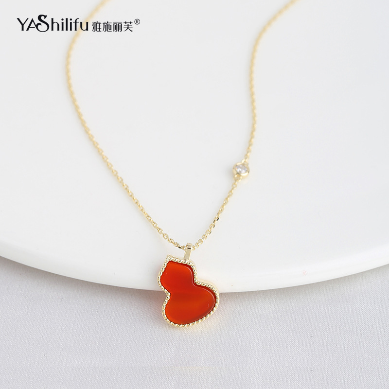 Yashifu Necklace Pendant Plate Imported Olympic Diamond Necklace 925 Simple All-match Designer Gourd Necklace for Women