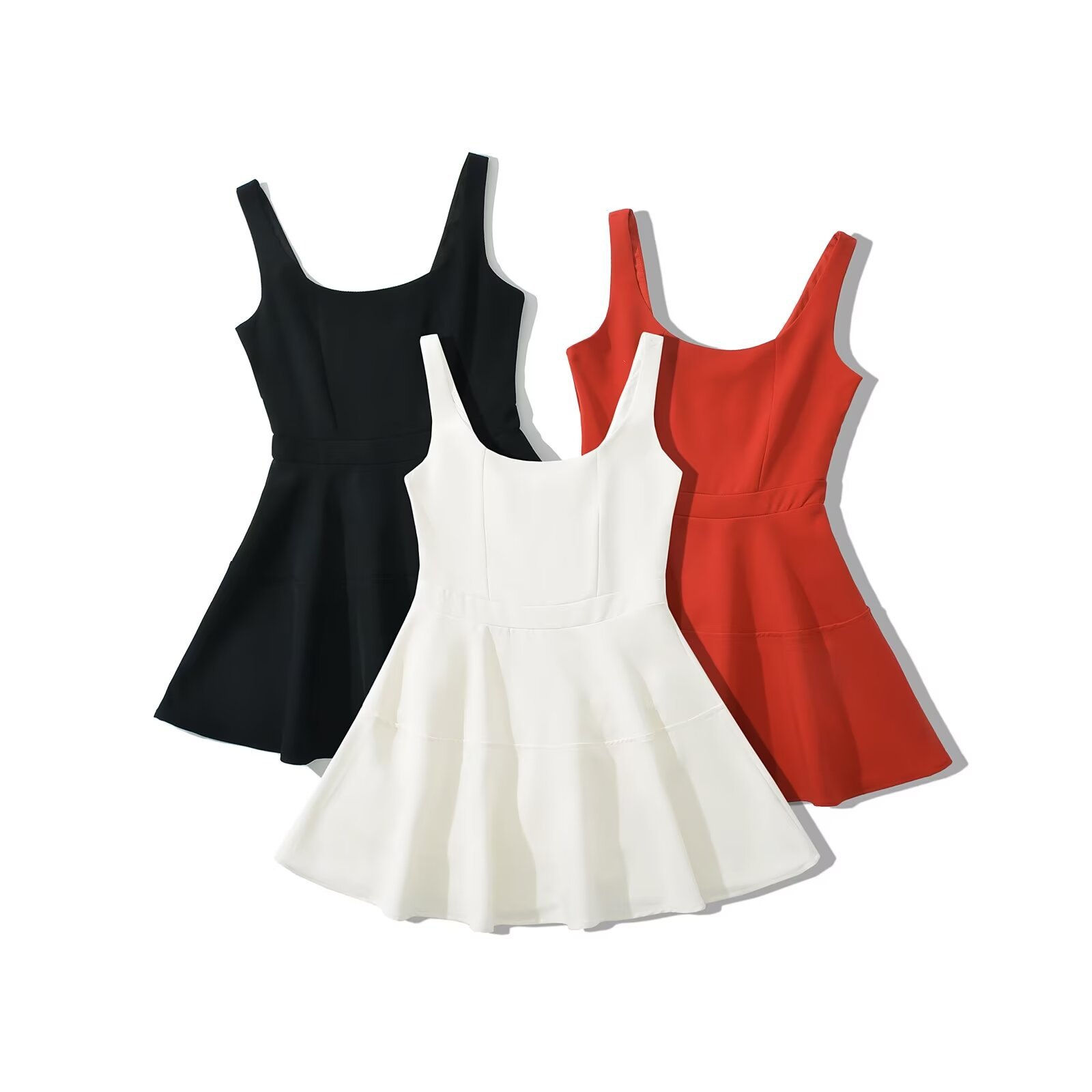 ZA cross-border women's clothing wholesale European and American style niche sexy temperament slim U-neck strap dress A mini skirt