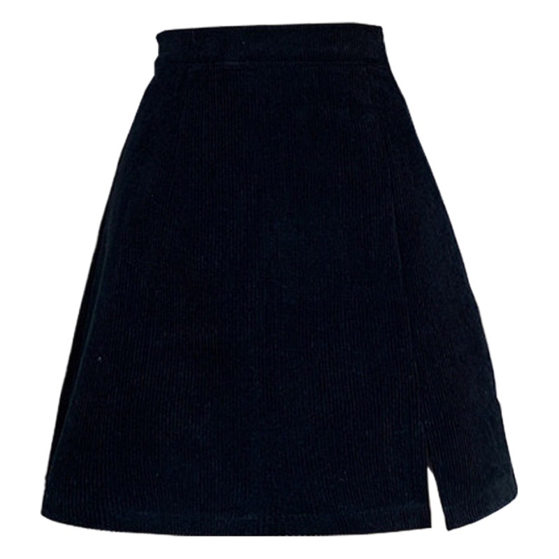 2025 New Autumn and Winter Corduroy Skirt for Fat mm Black High Waist Slimming Look with Sweater A-Line Short Skirt