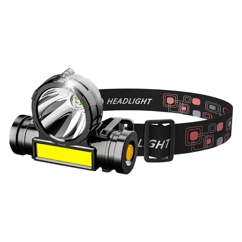 Cross-border headlight outdoor cob rechargeable head-mounted flashlight led fishing waterproof rechargeable bright headlight wholesale