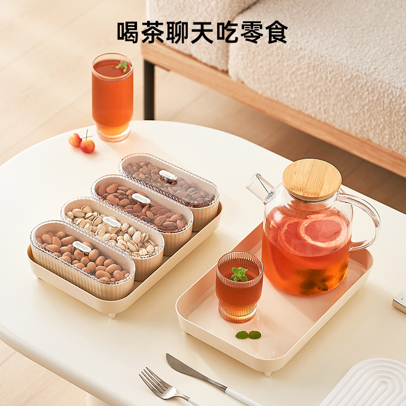 Picture of Fruit Plate High Beauty Value Household Living Room Tea Table Plastic Dried Fruit Box Simple Fashion Free Placement Fruit Plate with Lid