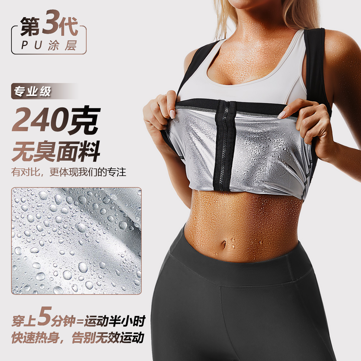 Picture of Amazon Women's Sports Body plus size Tunic Cross-border European and American Sweat Clothing Fitness Sweat-wicking Abdominal Shaper