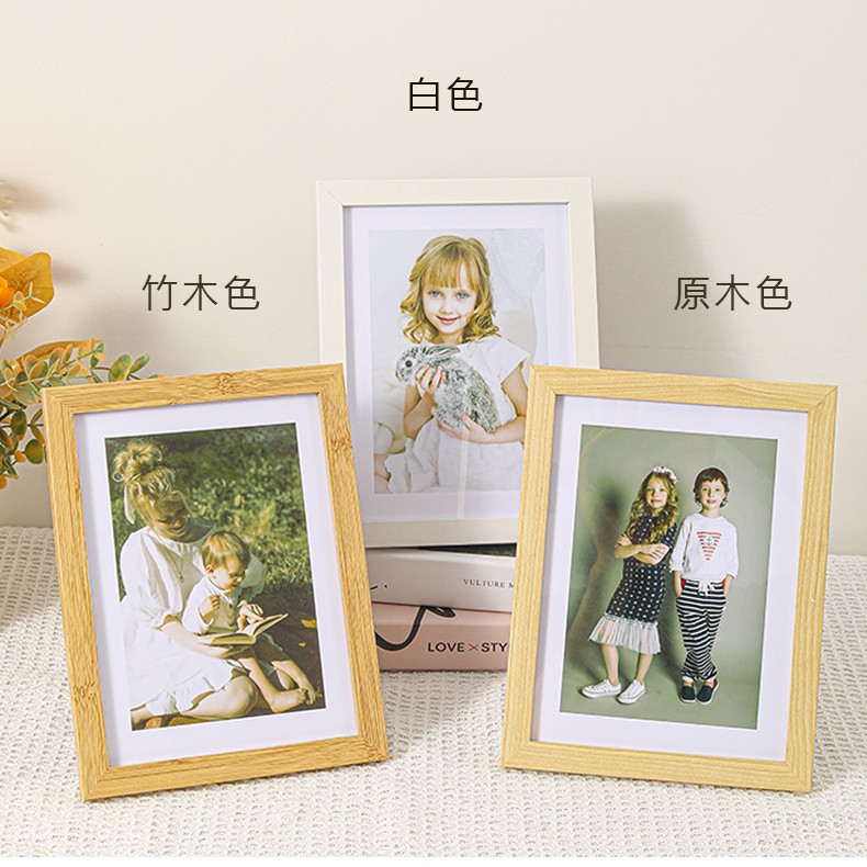 Picture of Casual Wooden Photo Frame Photo Wall Table 6inch A4 Photo Studio Living Room Bedside Table Ornaments Wooden Puzzle Frame