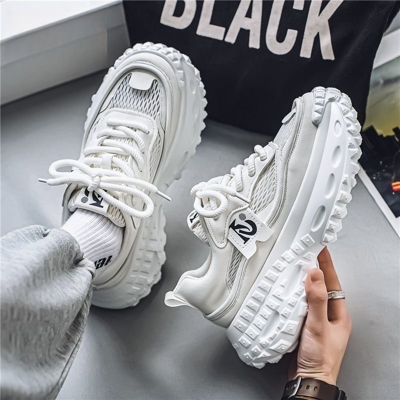 Summer Men's Shoes New Breathable Mesh Sports Shoes Men's Trendy All-match Thick Sole Increased Casual Torre Shoes for Men
