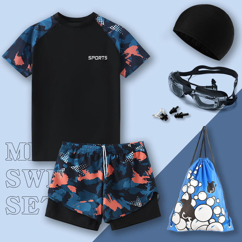 Swimsuit suit Men's 2025 New Teen Anti-embarrassment plus size Swimsuit Men's Swimsuit Swimming Equipment Men's Full Set