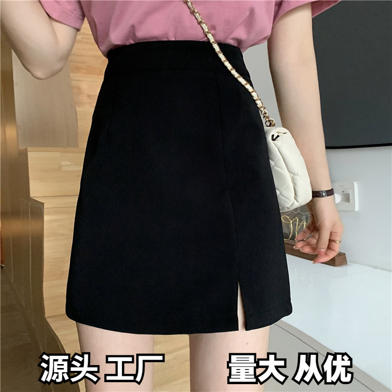 Pants Black Slim Summer High Waist A- shaped Skirt 2023MM Split Skirt Female Fat Student ins New