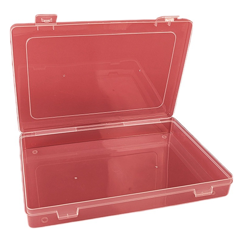 Rectangular double lock plastic storage box fishing gear stationery mask packing box business card bank card transparent storage box