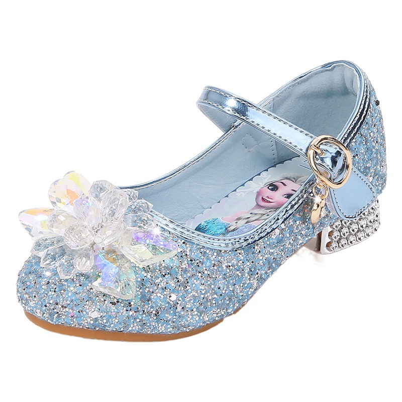 Girls High Heels Spring and Autumn New Little Girl Crystal Leather Shoes Children's Princess Shoes Large Children's Walking Show Soft Sole Children's Shoes