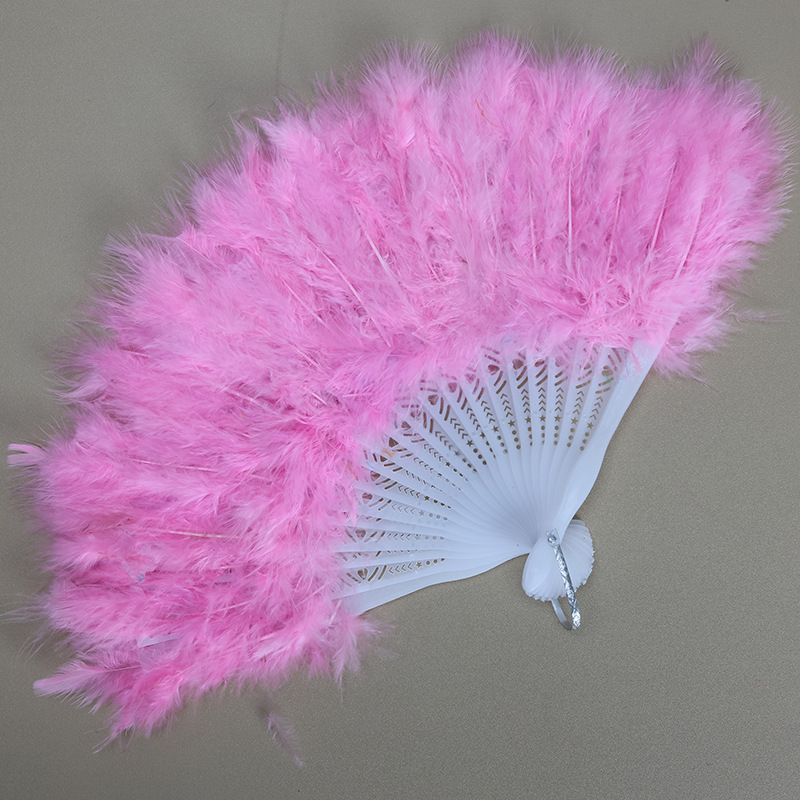 Picture of Wholesale full feather fan thickened feather feather fan stage performance props dance performance antique folding fan