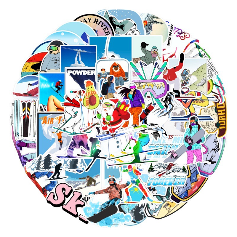 50 pieces of skiing sports graffiti stickers mobile phone kettle computer skateboard decorative stickers waterproof wholesale