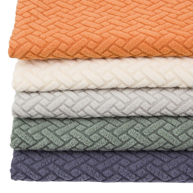 Factory wholesale knitted spandex jacquard stripe Plaid elastic polar fleece sofa cover chair cover elastic fabric