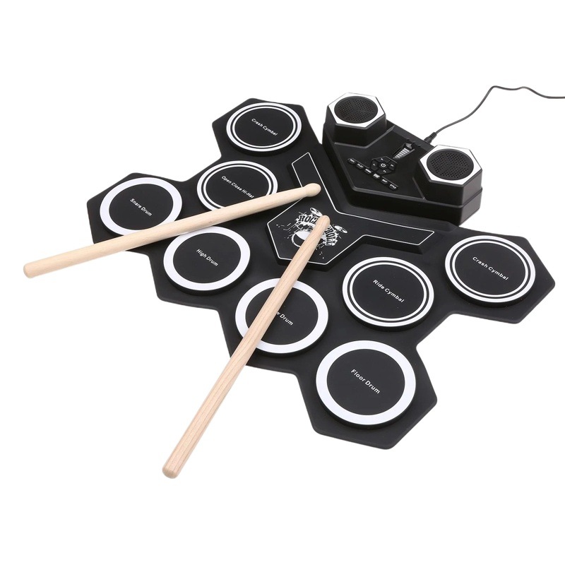 Hand-Rolled USB Electronic Drum Portable Drum Set Practice Drum Folding Silicone Electric Drum Jazz Drum Multi-Country Certification