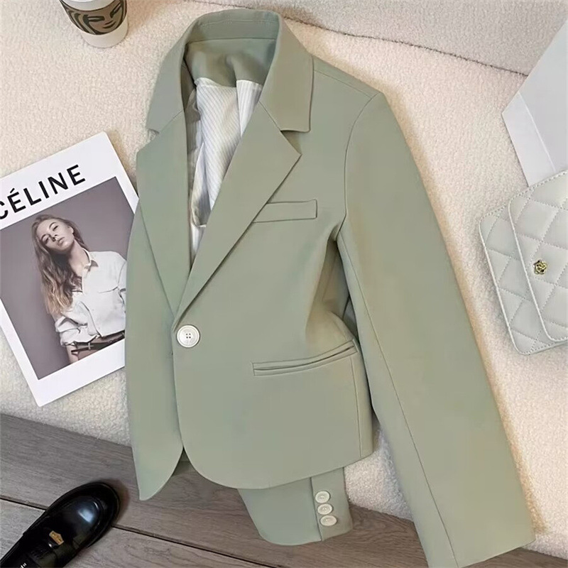 Picture of 2024 New Wholesale Suit Jacket Coat Small Suit Women's Spring and Autumn All-match Simple Commuting Green Hair Personality