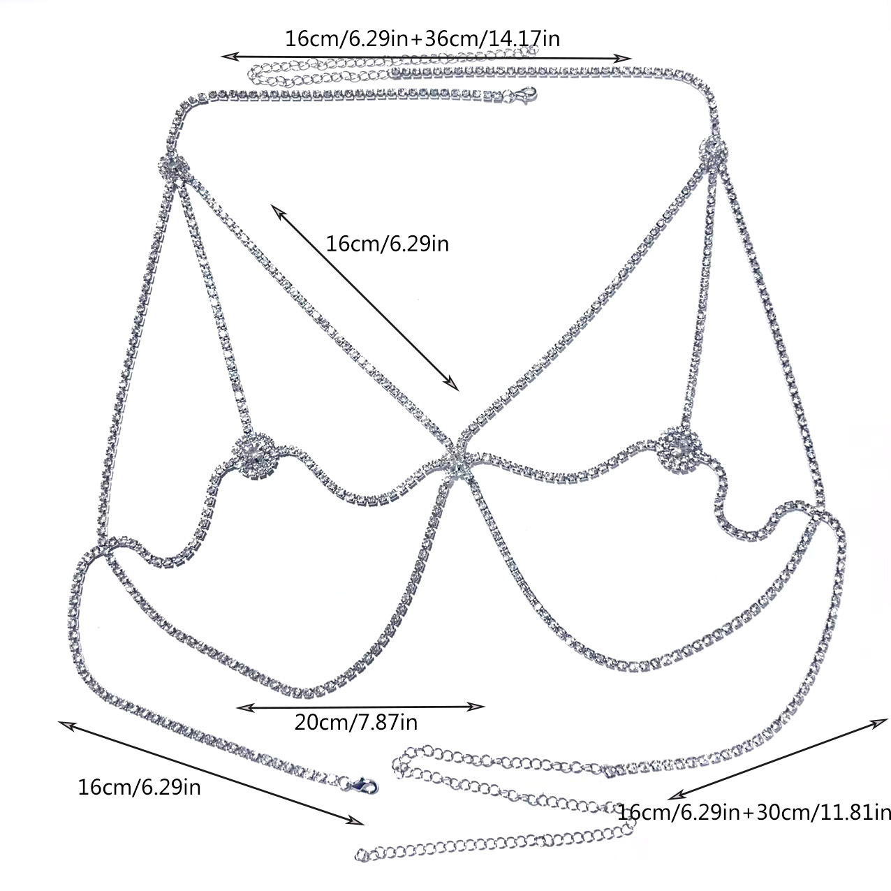 Picture of Fashion New Round Chest Nightclub Style Sexy Rhinestone Body Chain Women Cross-border Chest Chain Body Chain