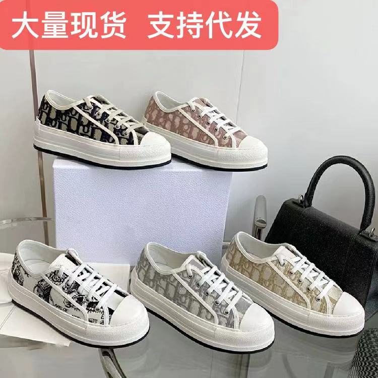 2024 D Embroidered Platform Canvas Shoes Letter Series Casual Shoes College Style Joker Shoes Factory Outlet