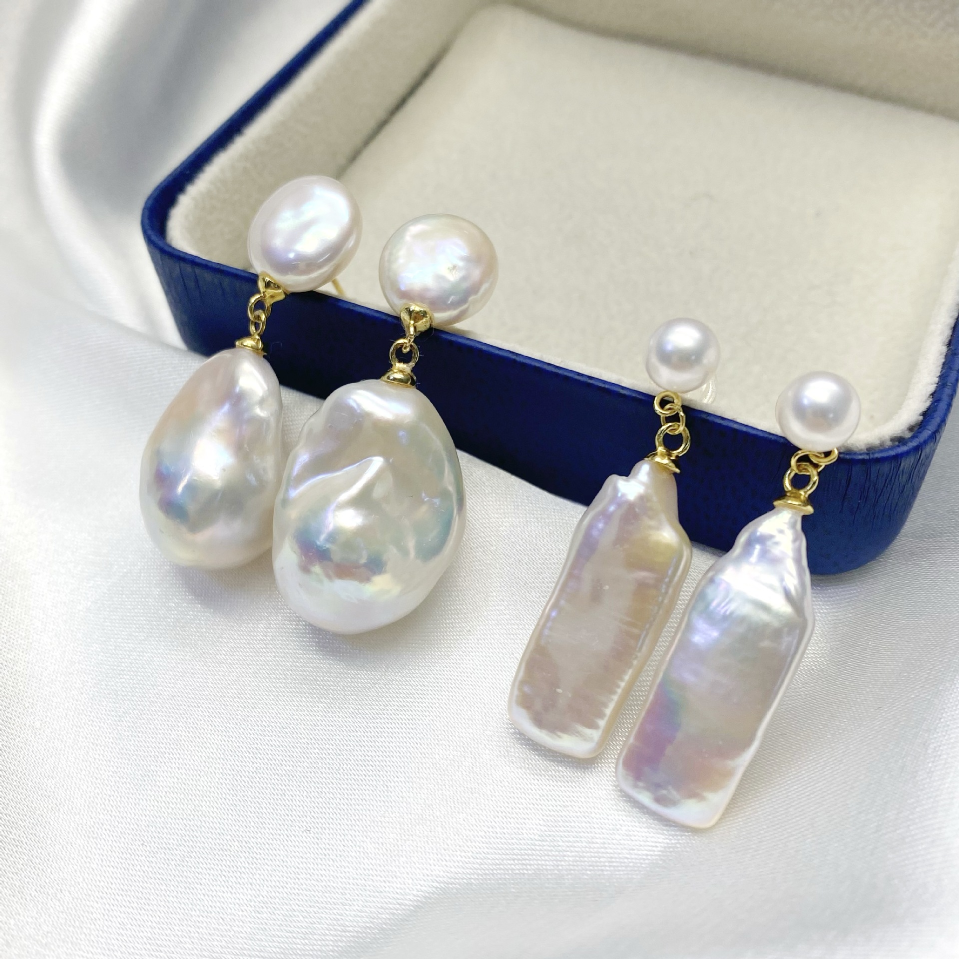 Picture of No Baroque No Woman Net Red Daren Recommended s925 Silver tian Ran Freshwater Pearl Double Bead Earrings Earrings