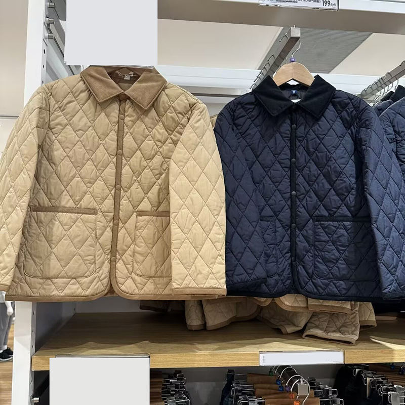U 2024 autumn and winter new boys and girls children's clothing plaid quilted shirt cotton-padded jacket jacket waterproof coat 471392