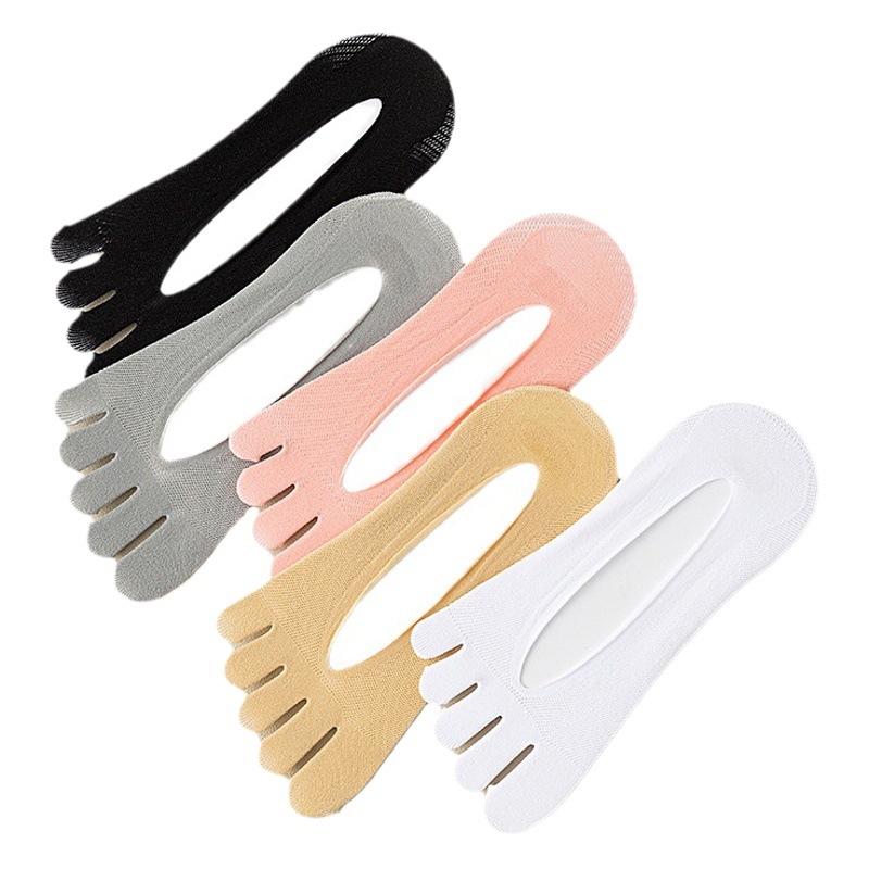 Five-finger socks women's boat socks summer thin velvet mesh toe socks breathable sweat-absorbent shallow mouth non-slip invisible socks